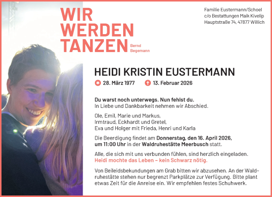 Traueranzeige von Heidi Kristin Eustermann von Rheinische Post