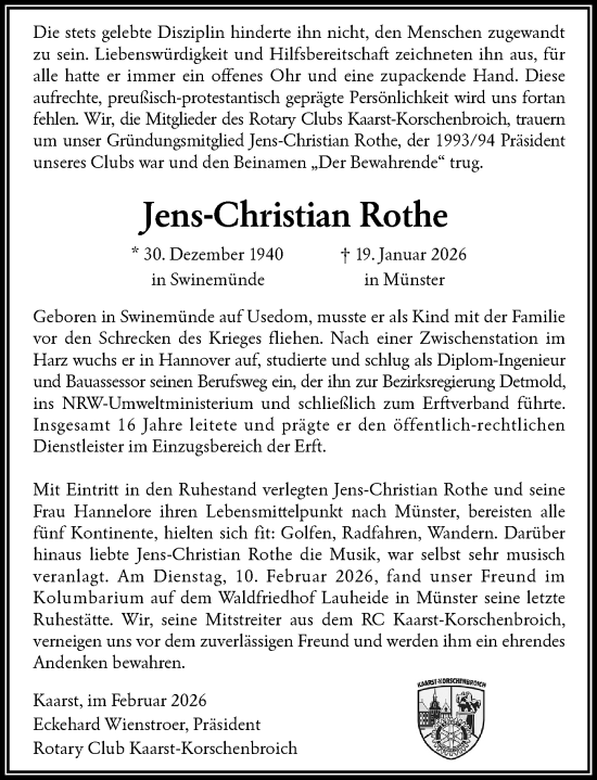 Traueranzeige von Jens-Christian Rothe von Rheinische Post