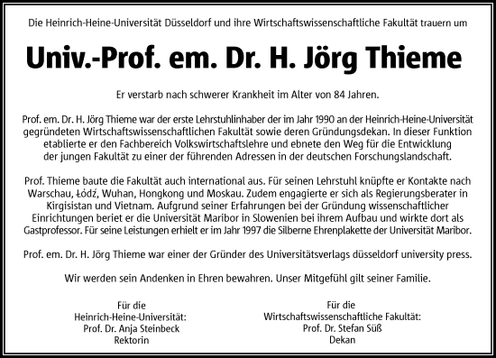 Traueranzeige von Jörg Thieme von Rheinische Post