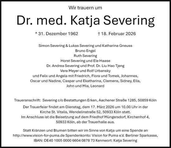 Traueranzeige von Katja Severing von Rheinische Post