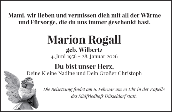 Traueranzeige von Marion Rogall von Rheinische Post