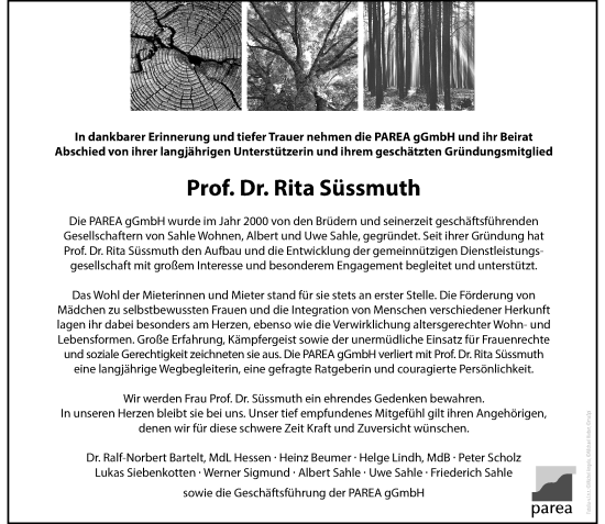 Traueranzeige von Rita Süssmuth von Rheinische Post