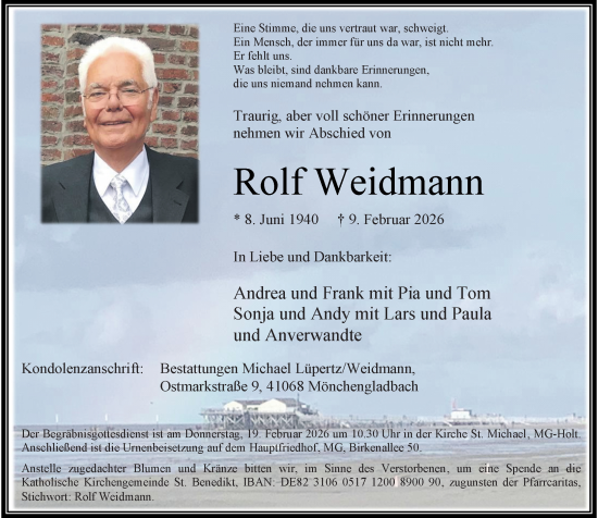 Traueranzeige von Rolf Weidmann von Rheinische Post