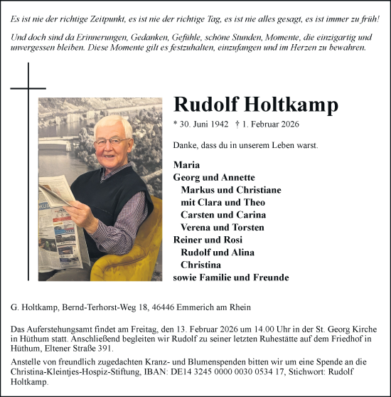 Traueranzeige von Rudolf Holtkamp von Rheinische Post